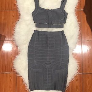 Bandage Crop Top And Skirt